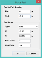 DipTrace component pattern editor precise pad placement