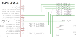 MSP430F5528 ezFET outputs.