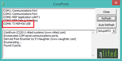 COM8: TI MSP430 USB